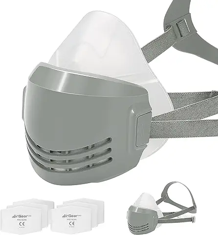 AirGearPro D-200 Máscara Respiratoria Reutilizable con Filtros, Antipolvo, para Pintar, Construcción, Bricolaje, Lijado  