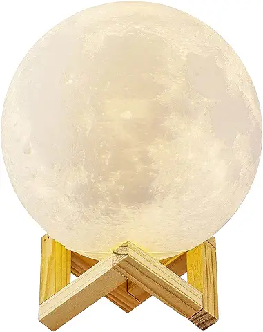 ALED LIGHT Lámpara de Luna en 3D, Luna con 15 cm de Diámetro Conexión USB Con 3 Colores a Elegir Luz de Ambiente Perfecta para Dormitorio Salón Café Bar  