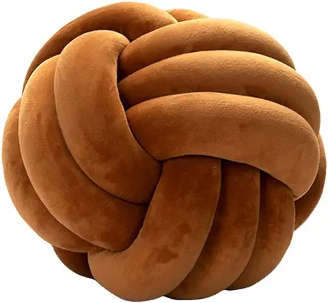 Almohadas de bola de nudo Suave, Cojín Redondo para Decoración de Habitación de Niños, Almohada de Felpa Redonda Hecha a Mano, Peluche Calmante para Aliviar el Estrés, Diámetro 28 cm (caramelo)  