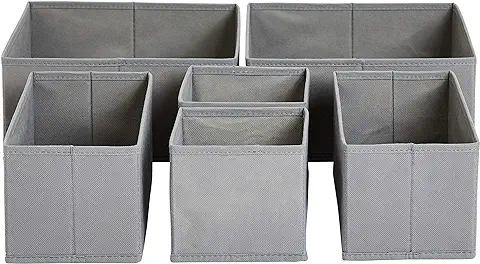 Amazon Basics Organizadores para ropa para Cajón, 6 Unidad, Gris  