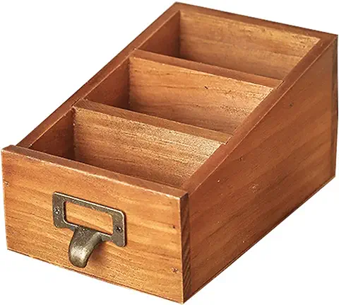 Anawakia Caja de Almacenaje, caja de Madera, caja Organizadora Vintage, caja Decorativa para Escritorio, Organizador de Madera, Portalápices Retro, Portalápices de Madera, Organizador de mesa  