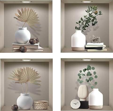 ANHUIB Pegatinas de Pared de Planta 3D,Etiqueta de Pared del Planta,DIY Etiquetas del arte del Florero Sala de Estar Decoración,Pegatinas Decoración de Vinilo para Dormitorio Oficina Deco,30 × 30 cm  