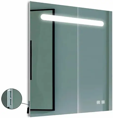 Aplike - Espejo de Baño Rectangular con Luz LED - Función AntiVaho, 2 Puertos USB y 2 Sensores Táctiles - Luz Blanca Fría (5700K) - 60 x 80cm | Modelo Alava  