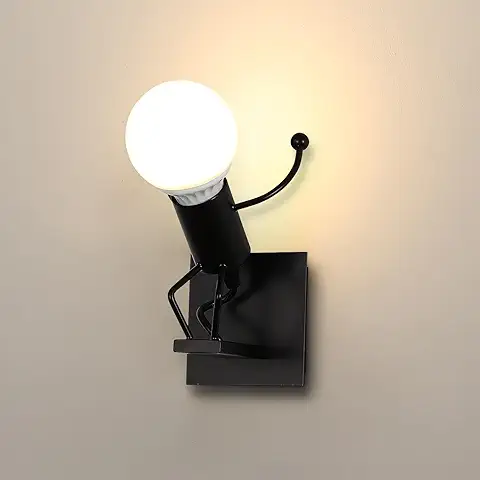 Aplique de Pared de Hombre de Buceo, Lámpara de Pared Negro Dibujos Animados de Estilo Retro Moderno Creativo, Luz de Pared para Habitación de Niños, Dormitorio, Pasillo, Escalera, sin Bombilla  