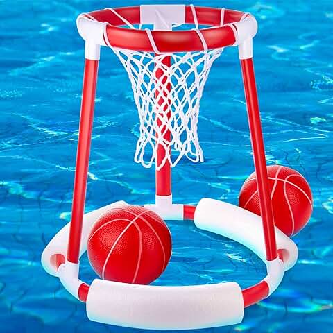 Aro de Baloncesto Flotante para Piscinas; Juego de Accesorios de Baloncesto Flotante para Piscinas (2 Balones de Baloncesto)  