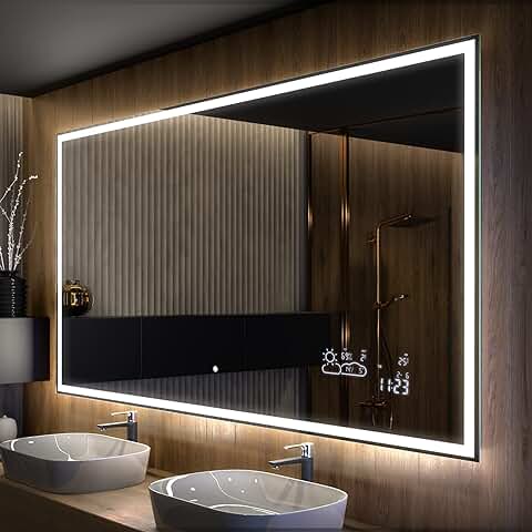 Artforma 130 x 80 cm Espejo de Baño con Iluminación LED - Luz Espejo de Pared con Accesorios - Diferentes Tamaños para Baño Dormitorio Maquillaje - L49  