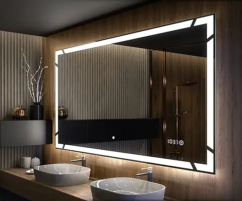 Artforma Espejo de Baño con Iluminación LED - 100x60 - Luz Espejo de Pared con Accesorios - Diferentes Tamaños - Retroiluminado Iluminado - L126  