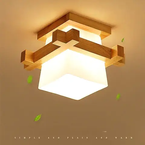 Artpad Simple Japón Tatami E27 Lámpara de Madera Luz Pasillo Porche Balcón Luminarias de Techo Lámpara de Techo Moderna de Vidrio  