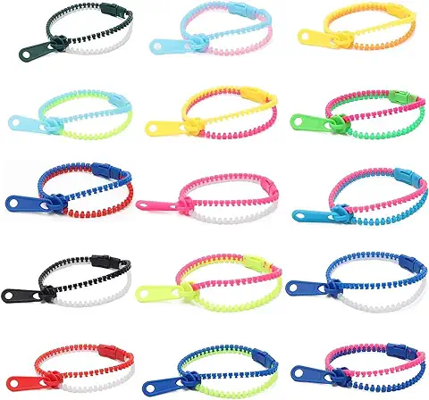 ASYKNM 15 Piezas Pulseras con Cremallera Pulseras con Cremallera de la Amistad Pulseras, Pulseras de Fiesta para Gadgets Niños Cumpleaños Fiesta de Navidad Regalos Niños Adultos  