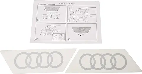 Audi Pegatina con el Emblema Original Q2 – Anillos – Lámina Decorativa para el Montante C, C-Blade, Color: Plata Metálico.  