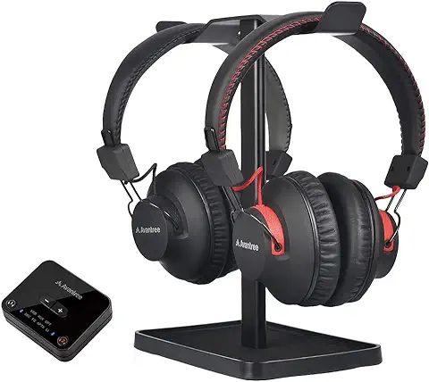 Avantree HT41899 Bluetooth 5.0 Duales Auriculares Cascos Inalámbricos para TV con Transmisor (Digital Óptico Aux RCA Pc USB), 40 Horas de Batería, Enchufe Y Juegue, Sin Retardo Audio  