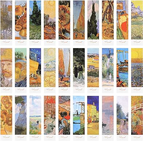 AVECMOI Van Gogh Oil Paintings Art Bookmarks,30PCS Vintage Marcadores de Papel para Amantes de Los Libros, Profesores, Estudiantes, Amigos, Mujeres, Hombres  