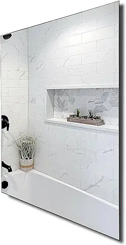 Baanio - Espejo de Baño Rectangular 60x80 cm Smooth| Vidrio con ANTIVAHO, Instalación Fácil | Diseño Moderno y Minimalista, Sin Luz, 60 x 80 cm Horizontal, Plata Ecológica| Vidrio  