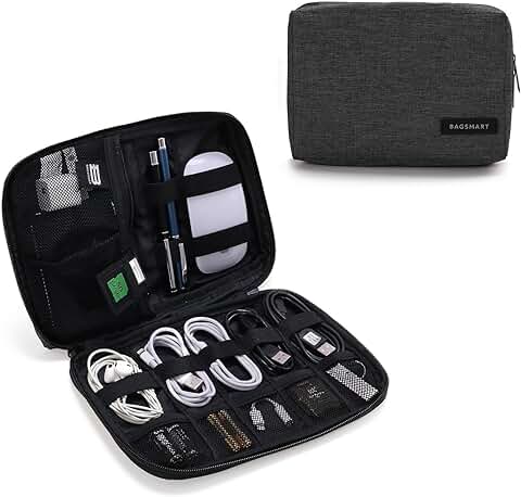 BAGSMART - Bolsa de Almacenamiento de Cable, Electrónica de Viaje, Accesorios de Viaje para Mujeres, Bolsa de Organizador Portátil, Bolsa de Almacenamiento de Cordón de Teléfono Móvil, Tarjeta SD,  