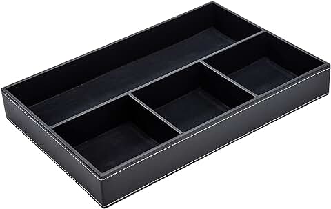 Bandeja Organizadora de Cuero para Escritorio, Hombres Caja de Organizador de Noche y Tocador Mesa para Billetera, Monedas, Relojes, Efectivo, Joyas, Baratijas  