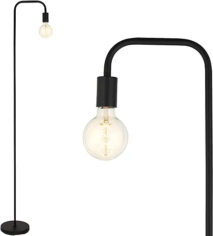 BBHome Lámpara de pie Retro Curvada Minimalista de Metal con Interruptor de pie para Dormitorio, Salón, Lectura, Oficina, 165 cm, E27 (negro)  