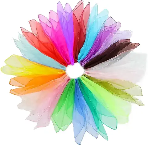 BDSHUNBF 20 Pañuelos de Malabares, Pañuelos de Colores, Pañuelos de Baile, Bufandas Malabares Pañuelos Mágicos para Fiestas Infantiles y Juegos Malabares 60 x 60 cm  