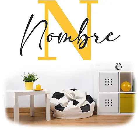 Becral - Nombre con Inicial Personalizado | Pegatinas Personalizadas Nombre y Inicial para Pared, Puerta o Armario | Vinilo Decorativo Pared Infantil | Pegatinas Nombre | Pegatinas Pared Decorativas  