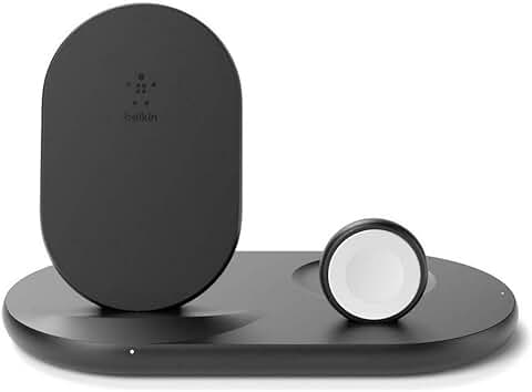 Belkin Cargador Inalámbrico 3 en 1 (estación de Carga Inalámbrica de 7,5 W para IPhone, Apple Watch y AirPods, base de Carga Inalámbrica, Soporte de Carga) Negro  