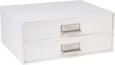 Bigso Box of Sweden Caja con Cajones para Documentos y Material de Oficina – Organizador de Escritorio con 2 Cajones – Organizador de Documentos de Tablero de Fibras y Papel – Blanco  