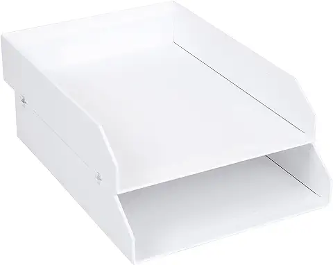 Bigso Box of Sweden Juego de 2 Bandejas Organizadoras de Escritorio – Bandeja Archivadora Apilable para Cartas, Documentos, etc. – Organizador de Documentos de Tablero de Fibras y Papel – Blanco  