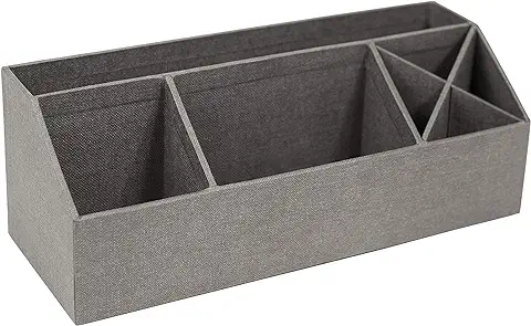 Bigso Box of Sweden Organizador de Escritorio con 4 Compartimentos – Bandeja Clasificadora para Notas, Clips, Bolígrafos, etc. – Caja Dividida de Tablero de Fibras y Papel con Aspecto de lino – gris  