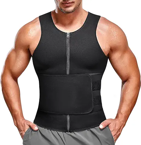 Bingrong Fajas Reductoras Hombre Camiseta Termica Compresión de Sauna Neopreno Chaleco Cintura Fajas Deportivas Lumbar Hombre Waist Trainer  