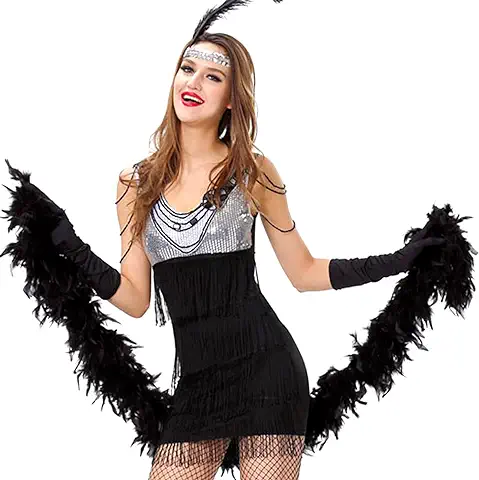 Boa de Plumas para Disfraces y Manualidades, boa de Plumas Esponjosas de 2 m para Niñas, Accesorios de Disfraz de Fiesta, boa de Araña de Plumas para Decoración de Halloween, Navidad, Carnaval  