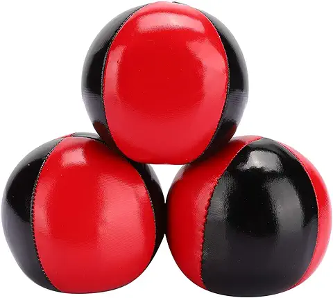 Bola de Malabarismo 3 PCS, bola de Malabarismo Portátil Pelota de Malabarismo de Cuero Negro rojo Pelota de Malabarismo de Interior para Principiantes Niños Adultos  