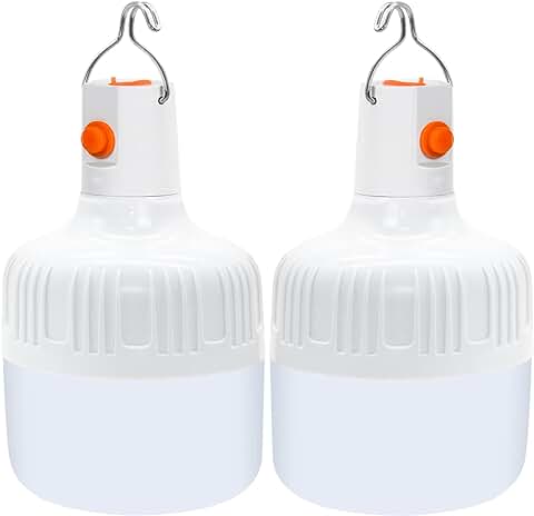 BoloShine Farol de Acampada, 2 Piezas LED Linterna Camping USB Recargable Farol de Camping Regulable, Luz de Emergencia Portátil Luces de Tienda Resistentes al Agua para Terraza Jardín Barbacoa  