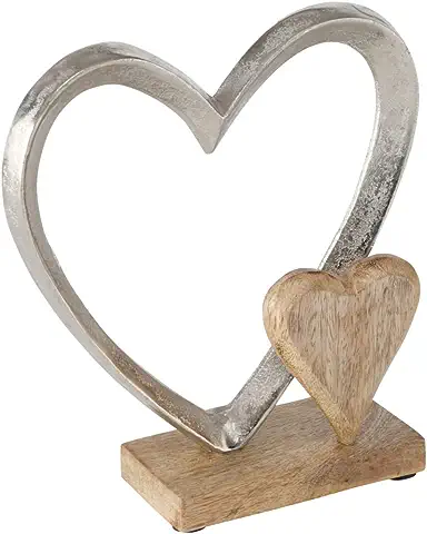 Boltze Figura Decorativa de Corazón Carolyn (Madera, para Decoración, Idea de Regalo para Cumpleaños + Boda, Figura de Corazón, 18 x 7,5 x 22 cm, Decoración de Mesa) 2002881  