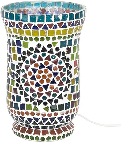 BY SIGRIS Signes Grimalt Lampara Marroquí Sobremesa Multicolor de Cristal Vidrio | Lámpara de Sobremesa Lampara Mesa De Noche Lamparas Marroqui cm  