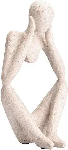 Cafopgrill Pensador Abstracto Escultura Creativa Resina Figurita Personajes Artesanía Adornos Estatuas de Arenisca Decoración para el Hogar Regalos(03)  