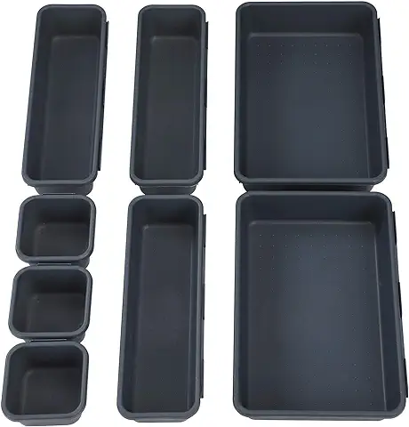 Cajas Organizador de Cajón Plástico 8PCS, Bandejas de Maquillaje Papelería Cubiertos para Baño Cocina Oficina Escritorio  