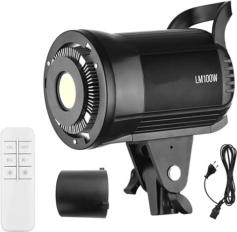 Camnoon LM100W - Luz LED Recargable Portátil para Fotografía (100 W, 5500 K, Intensidad Regulable, Soporte Bowens  