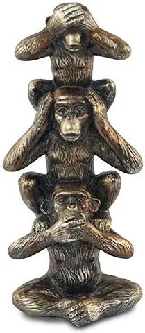CAPRILO Figura Decorativa de Resina 3 Monos no Ve, no Habla, no Oye. Adornos y Esculturas. Animales. Decoración Hogar. Regalos Originales. 20 x 8.5 x 6 cm.  