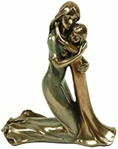 CAPRILO Figura Decorativa Elegante Madre Abrazando a su Hija Esculturas Resina. 9 x 5 x 12 cm.  