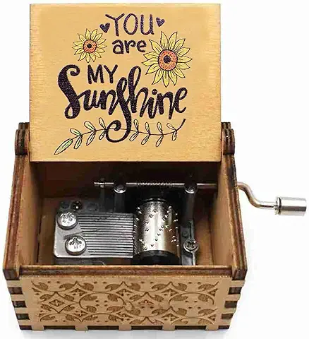 CDIYTOOL Caja de Música You are My Sunshine, caja Musical Personalizada con Grabado en Madera, Regalo Vintage de Madera para Cumpleaños, Navidad, día de San Valentín, Aniversario, día de la Madre  