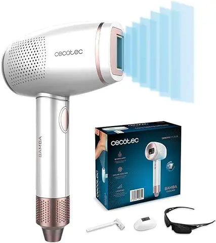 Cecotec Depiladora de Luz Pulsada Bamba SkinCare IPL Gun, Mujer y Hombre, Cuerpo, Axilas y Rostro, Lámpara de Cuarzo, 500 mil Pulsos, Cooling Function, Pantalla LCD, 2 Modos de Disparo.  