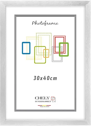 Chely Intermarket | 24A3A | Marco de Fotos 30x40cm (Plateado) MOD-272 | Estilo Galería | Marco de Madera para Decoración de Casa | Fotografías de Boda | Moldura con Relieve.(272-30x40-0,70)  