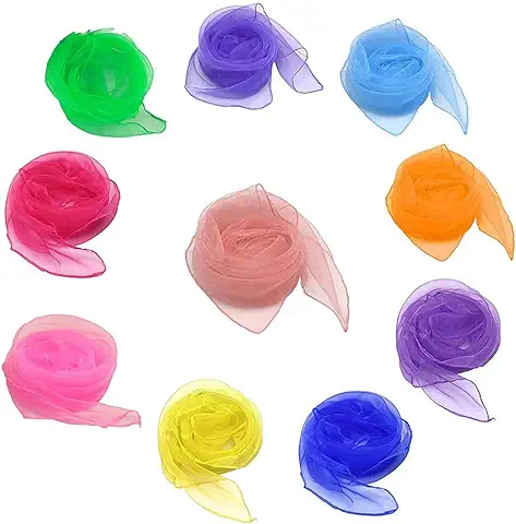 CINGHIA Pañuelos de Colores,Pañuelos de Baile, 20 Piezas Pañuelos Malabares Niños para Actividades de Fiesta Decoración y c Accesorios 60x60cm,10 Colores  