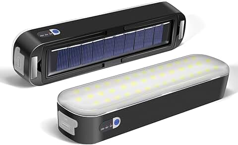 Civikyle 1-Pieza LED Linterna Solar Lámpara de Camping Magnética Luz de Tienda al Aire Libre 6000mAh USB Recargable Accesorios de Camping Powerbank Luz de Emergencia para Bloqueo (Negro)  