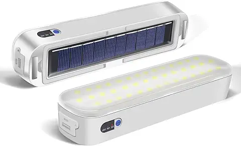 Civikyle 1-Pieza LED Linterna Solar Lámpara de Camping Magnética Luz de Tienda al Aire Libre 6000mAh USB Recargable Accesorios de Camping Powerbank Luz de Emergencia para Bloqueo (Blanco)  