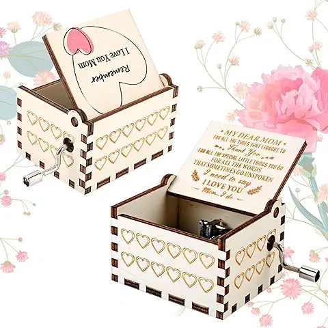 Cobee Cajas de Música con Manivela para el día de la Madre, con Texto en Inglés You Are My Sunshine, Caja de Música de Madera Coloridas Grabadas a Mano para Mamá Familia Esposa  