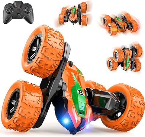 Coche Teledirigido Niños 3-12 Años, 4x4 Coche AcrobáTico RC Crawler Drift Car 360 ° Doble Giro Lateral 2.4GHz Radiocontrol Juguete, Juegos Interior y Exterior Regalo Cumpleaños Navidad Niñas Niños  