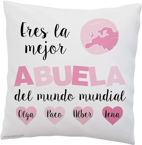 Cojín Abuela Personalizado 40x40 cm. Incluye Relleno. Elige el Color Diseño. Día de la Madre, Regalo de Reyes Magos. Cumpleaños Abuelita. Cojines Originales. Aniversario Idea Regalo Mujer  