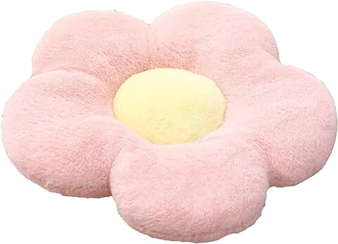 Cojín de la Almohada del Piso de la Flor Niña Interesante Decoración de la Habitación Leer Ocio Cómodo Felpa Arrojar Almohada Oficina Tatamis Cama Coche Familia Cojines Decorativos (40x40 cm, Pink)  