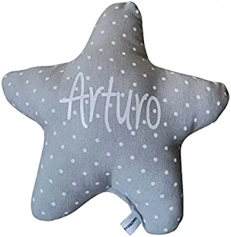 Cojín Estrella Bebé Personalizado. Un Regalo Original para un Recién Nacido, Niño o Niña. Ideal para la Decoración de una Habitación Infantil. Gran Variedad de Telas.  