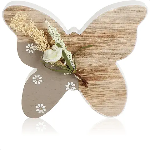 Com-four® Figura Decorativa de Madera - Mariposa para Decoración de Primavera - Decoración de Primavera, Verano (1 Pieza - Madera de Mariposa)  
