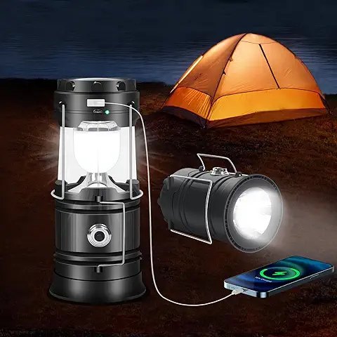 Cootway Lámpara de Camping Solar Pack de 2, Lámpara de Camping Lámpara de Camping LED Recargable, Lámpara de Camping Solar Ultra Brillante Portátil, Cargador USB, Lámparas de Camping Lámpara Solar  